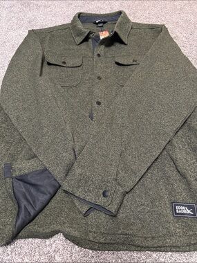 Eddie Bauer Olive Green Button-Front Shirt Jacket